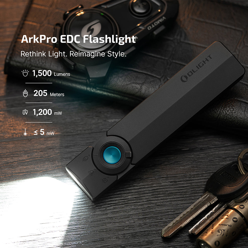 ArkPro EDC Flashlight 1500 Lumens UV Green Laser Flat Unibody Light