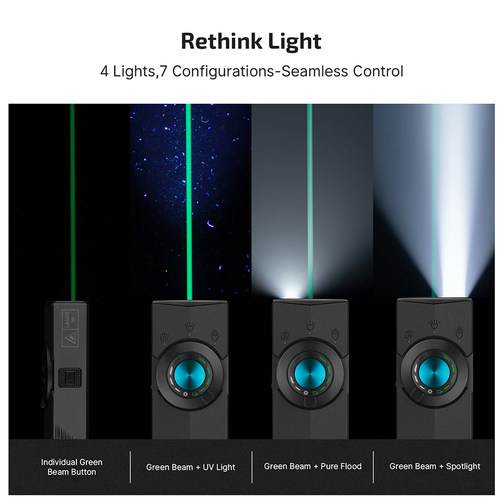 ArkPro EDC Flashlight 1500 Lumens UV Green Laser Flat Unibody Light